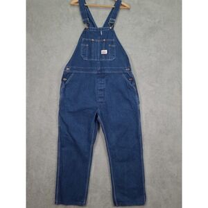 Round House Mens Blue Denim Bib Overalls Made in USA Workwear 42X30 Relaxed Fit